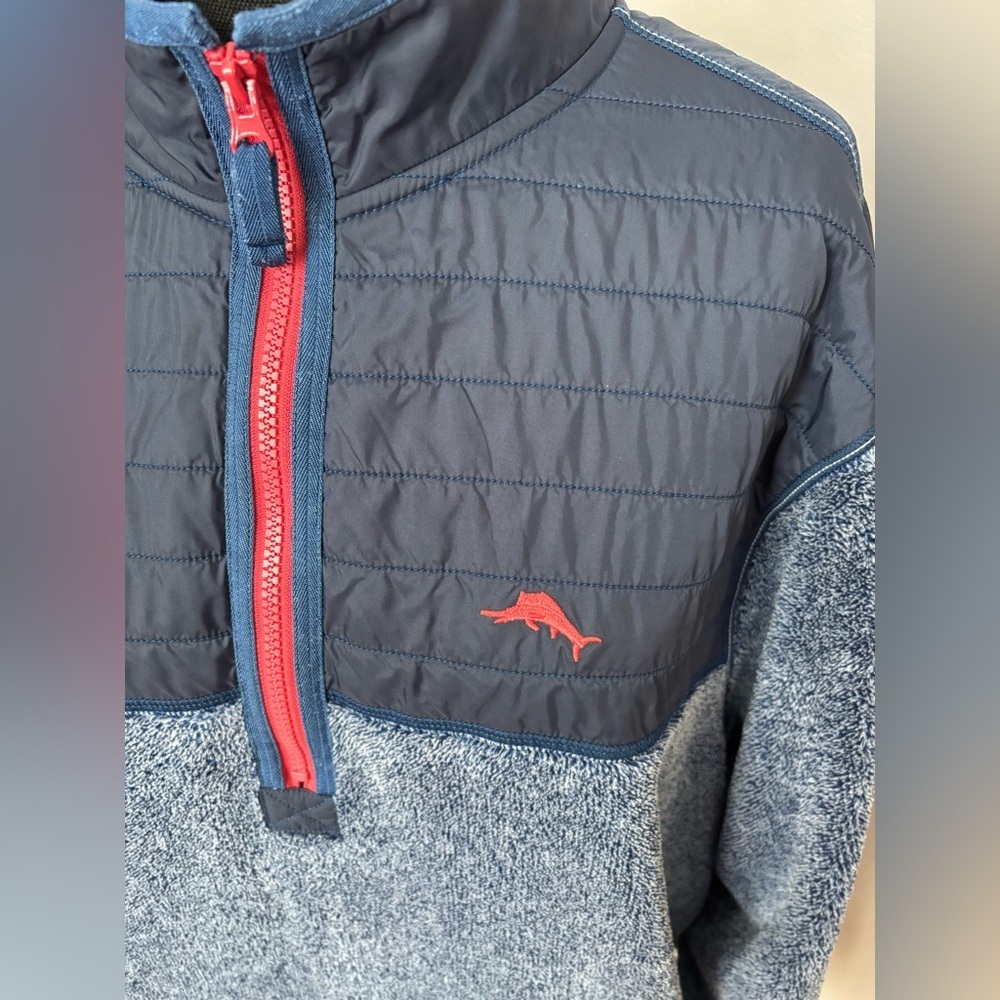 Tommy Bahama Big & Tall Sz 2XLB Hybrid Quilted Fleece 1/2 Zip Pullover Blue Red - Picture 8 of 10